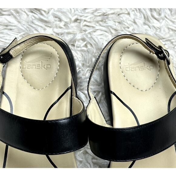 Dansko 'Didi' Dual Strap Slingback Sandals Black Leather Women Size EU 37 (US 7) - Picture 6 of 9